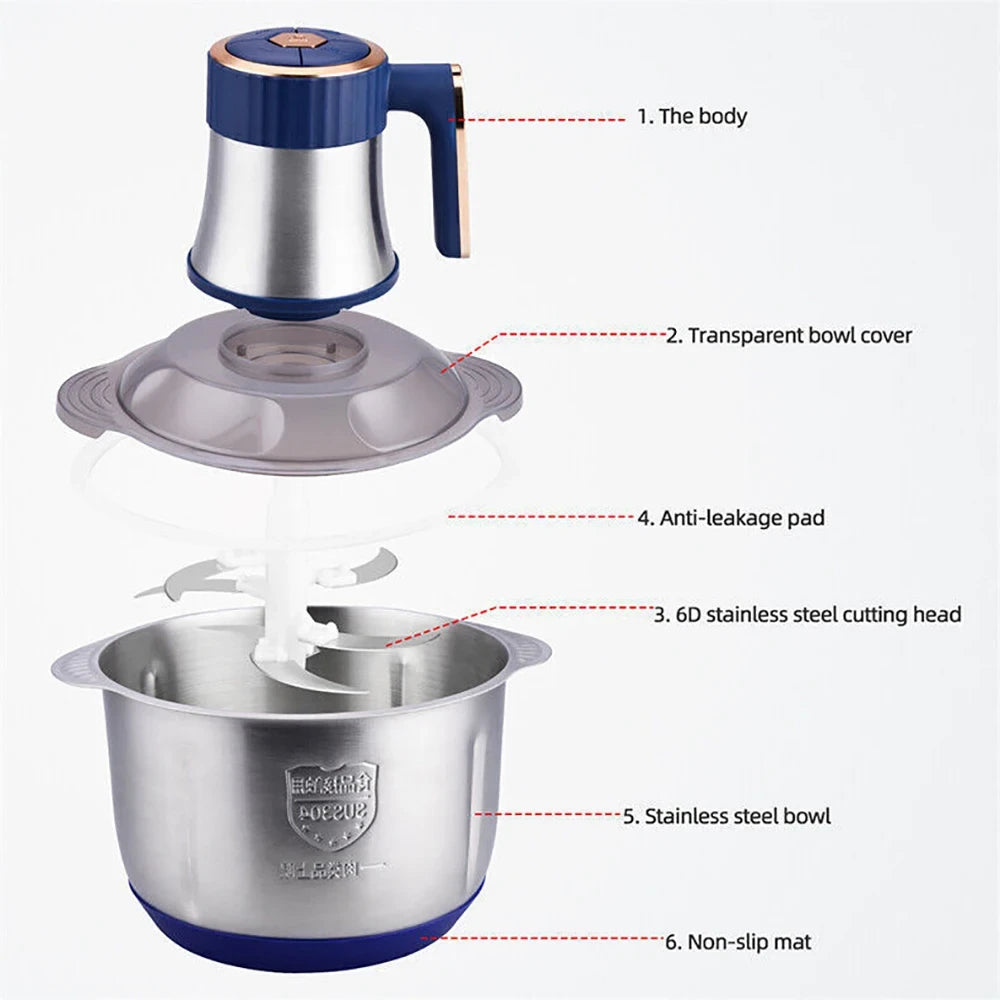 Robot culinaire multifonction en acier inoxydable