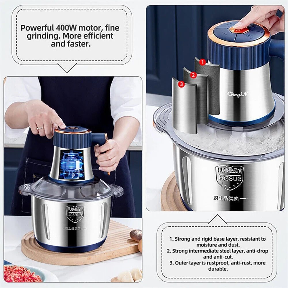 Robot culinaire multifonction en acier inoxydable